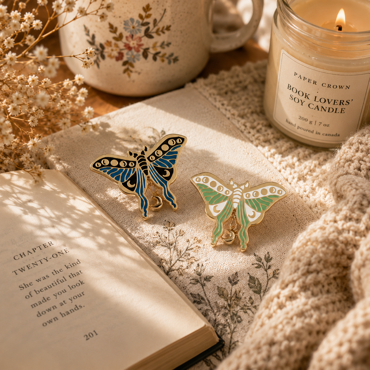 Luna Moth Enamel Pins