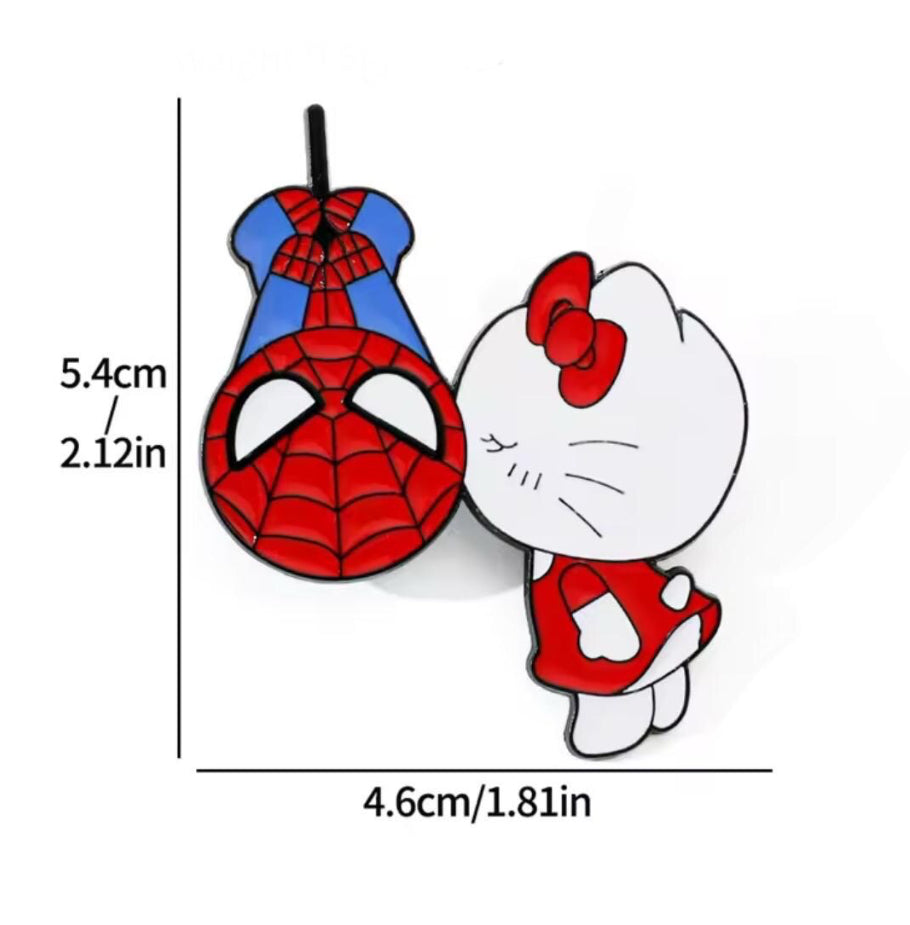 Hello Kitty Kisses Spider-Man Inspired Enamel Pin