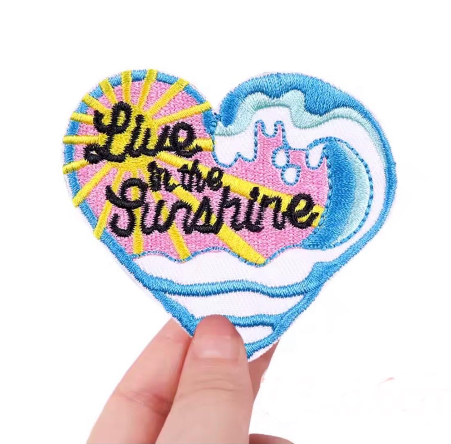 Live in the Sunshine Iron-On Patch – Heart Shaped Beach Wave