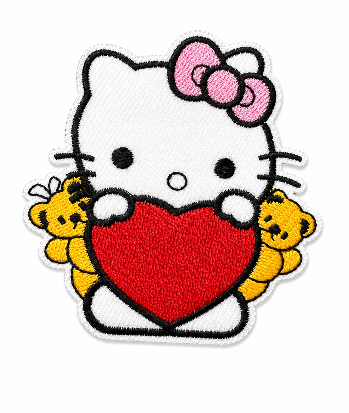 Hello Kitty Heart Inspired Embroidered Iron-On Patch