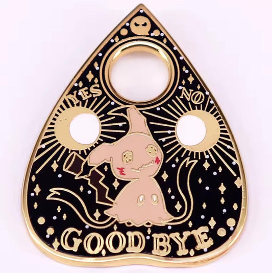 Ghost Planchette Enamel Pin – Mimikyu-Inspired Spirit Board