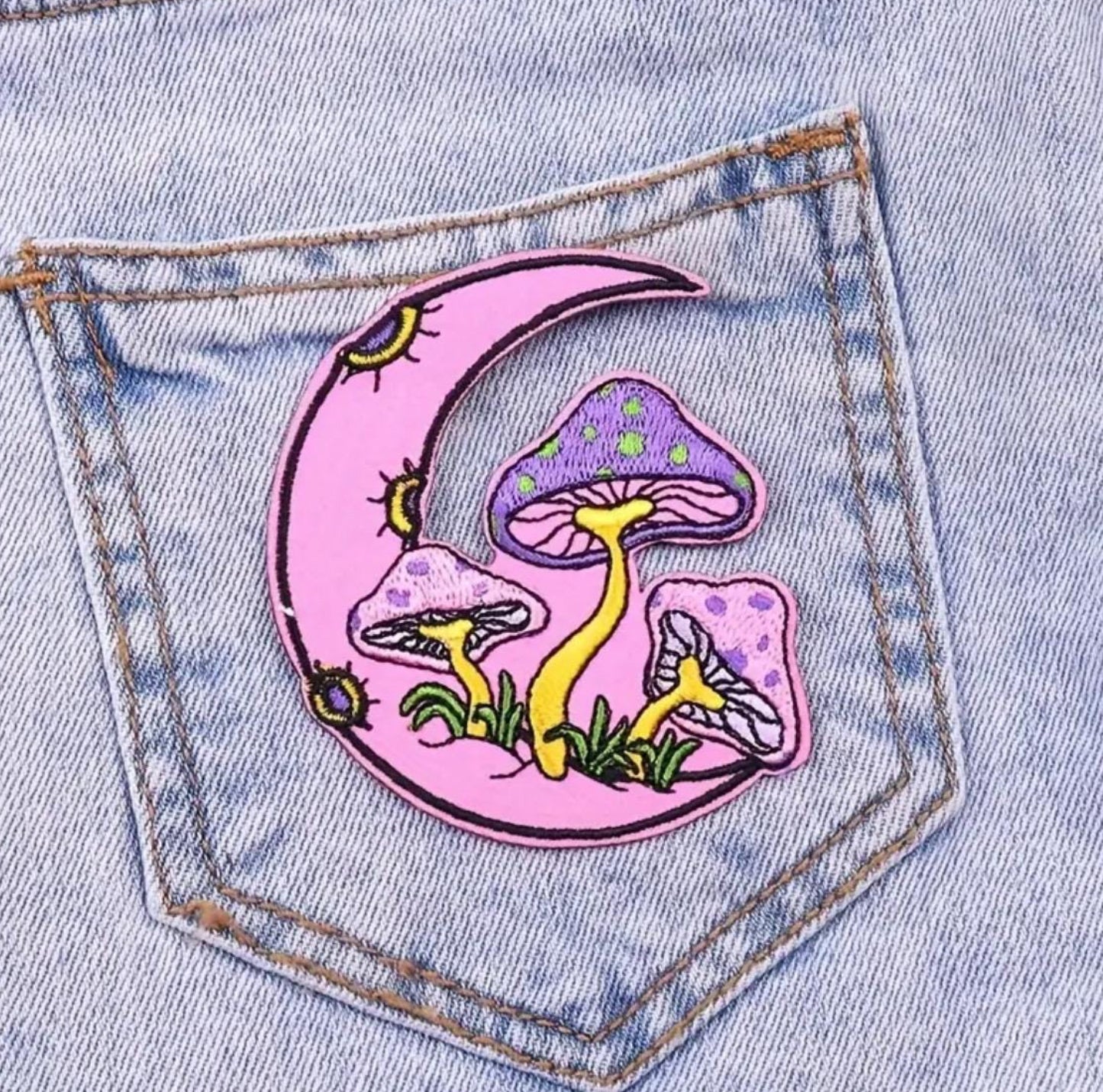 Mushroom & Potion Embroidered Patches – Trippy Mushrooms, Self Love Potion, Moon