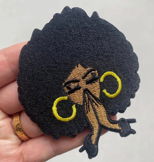 Afro Queen Embroidered Iron-On Patch