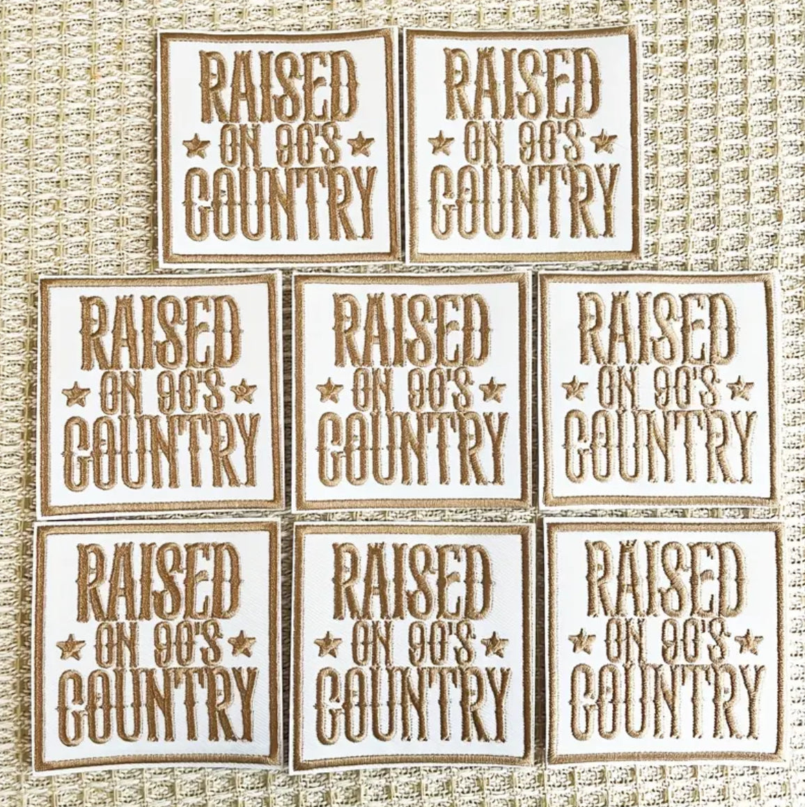 Raised on 90s Country Patch – Retro Country Music Iron-On Patch