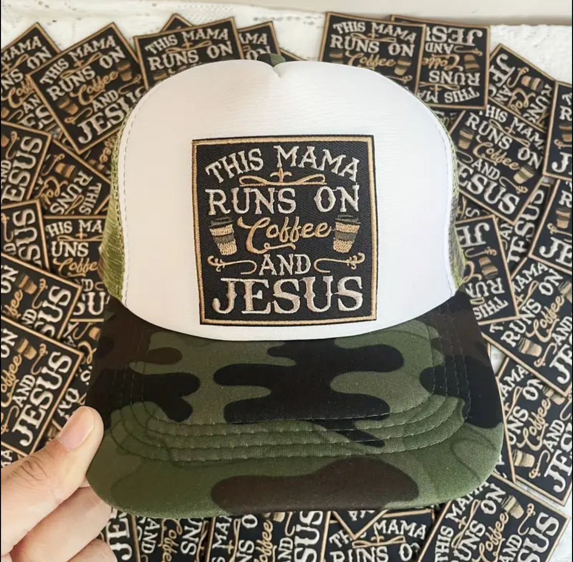 This Mama Runs on Coffee & Jesus Patch
