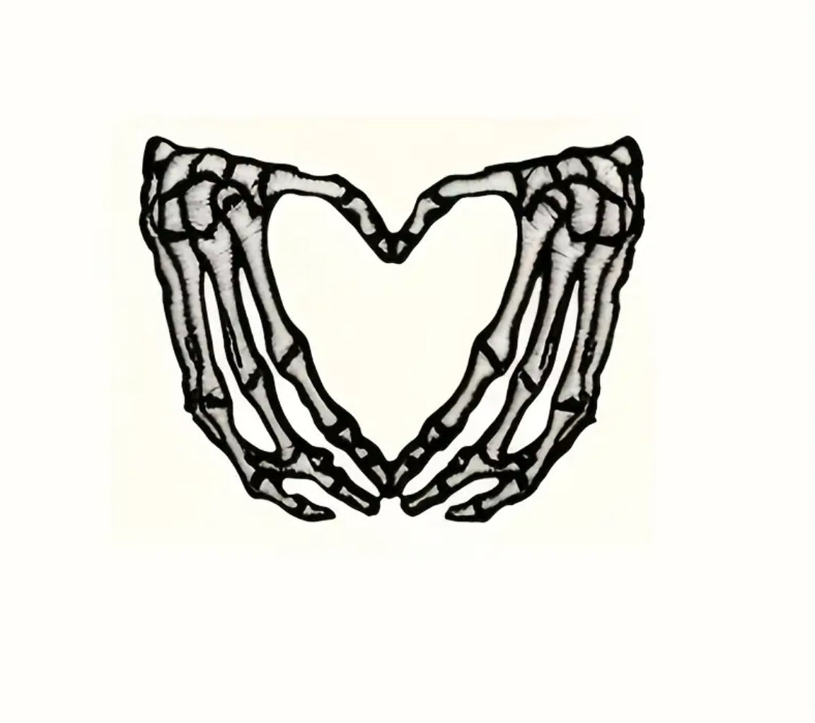 Skeleton Heart Hands Patch
