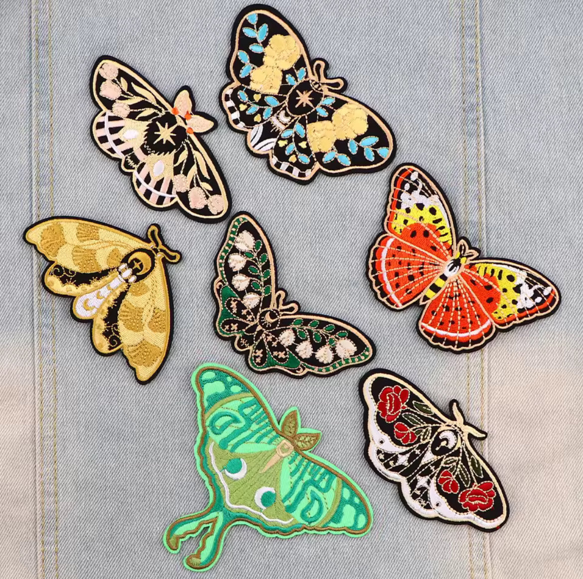 Butterfly & Moth Embroidered Patch Set