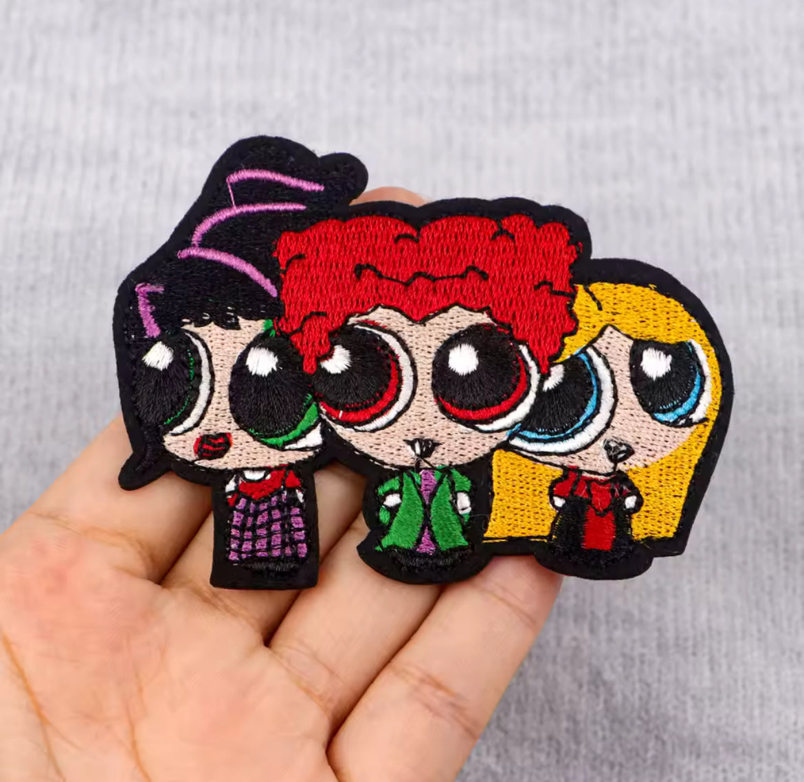 Spooky Sisters Patch–Hocus Pocus Inspired Witch Trio Iron-On Embroidered Patch